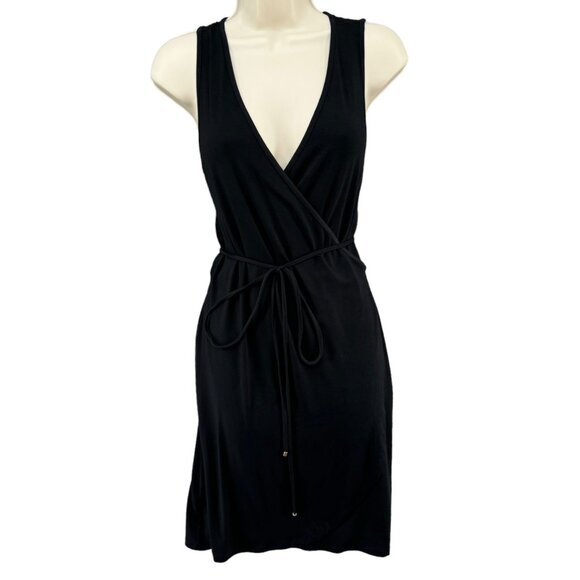 Tart Collections Wrap Dress Solid Black Modal Stretch Sleeveless V Neck Size 0X - Picture 1 of 13